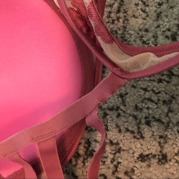 PINK Victoria’s Secret Pink & Cream Colored Floral Laced Bra Size 34C - Picture 3 of 7